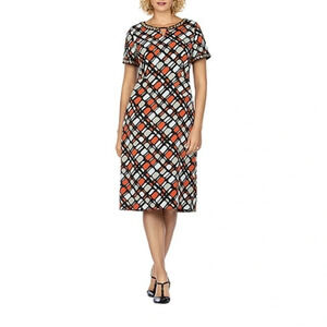 Giovanna Signature Shift Dress Plus Size 20W Black Orange Short Sleeve Beaded